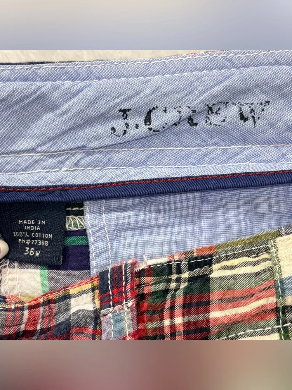 J Crew Y2K Field Short Madras Patchwork Shorts Men's size 36